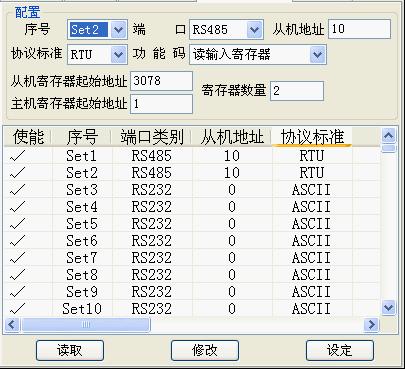 Modbus從機(jī)配置