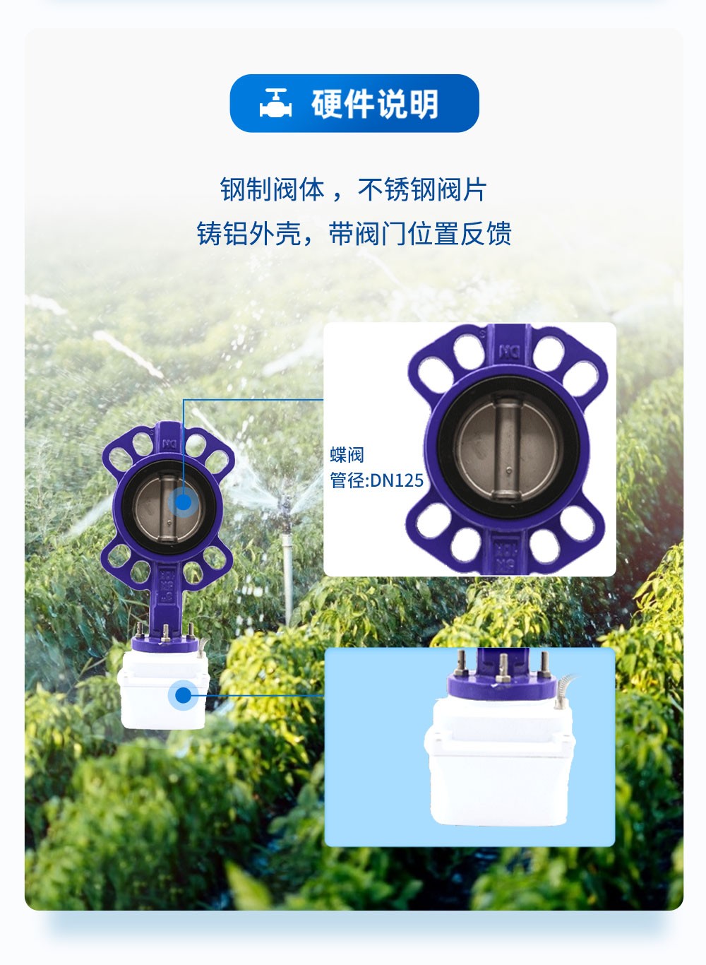 鋼制閥體 ，不銹鋼閥片，鑄鋁外殼，帶閥門(mén)位置反饋